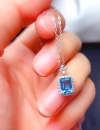 Aquamarine Topaz necklace for women in summer, S925 pure silver, light luxury and niche coldbone chain. A birthday gift for your girlfriend, a gentle smile details Picture